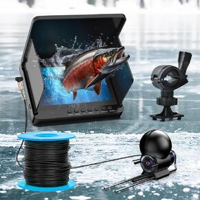 5" Underwater Fishing Camera, 2000TVL Fish Finder, Infrared Night Vision, 220° Wide Angle,IP68 Waterproof, with 5 Inch IPS Display, for Ice, River and Boat