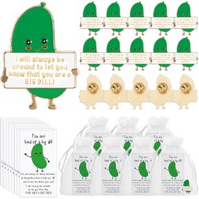 12 Sets Positive Emotional Support Pickle Pin Gifts You Are a Big Dill Lapel Pin Cute Cucumber Encourage Pickle Ornament with Inspirational Card Employee Appreciation Gifts for Women Men