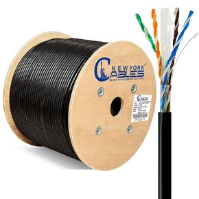 NewYork Cables - Direct Burial Cat6 Ethernet Cable – Outdoor Black Wire Cat6 Cable 1000ft CMX Weatherproof, UV Resistant with 23AWG Solid Bare Copper - Heavy Networking & Gaming Internet Cable