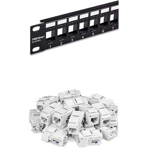 TRENDnet 24-Port Blank Keystone 1U Patch Panel Bundle, Includes (Qty 1) TRENDnet Cat6 Keystone Jack 25-Pack