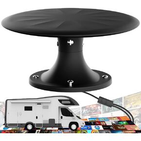 Outdoor RV TV Antenna – High Gain Amplified Digital HDTV Antenna for RV, Camper, Trailer, Truck, Caravan & Boat – 32.8 FT Coax Cable (Black)