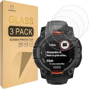 Mr.Shield Screen Protector Compatible with Garmin Instinct 3 45mm (AMOLED/Solar) [Tempered Glass] [3-PACK] [Japan Glass with 9H Hardness]