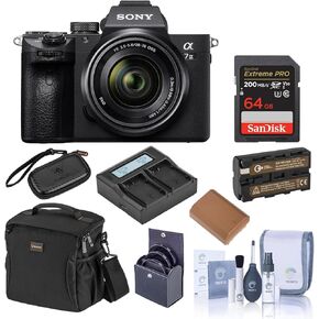 Sony Alpha a7 III Mirrorless Digital Camera with 28-70mm Lens Video Monitor Bundle with Lilliput 7-inch Monitor, Bag, 64GB SD Card, Extra Battery, Dual Charger and Accessories