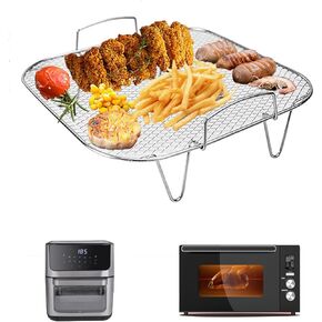 8" Air Fryer Rack Stainless Steel Dehydrator Rack Stainless Steel Square air fryer accessories 8.8in×8.8in×3in Suitable for air fryers with a capacity of 4 QT or more.
