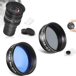 Astromania Telescope Eyepiece 8mm, Wide Angle 58 Degree - Bundle with - 1.25" Moon Filter ND96-0.9&Color Filter #80A Blue