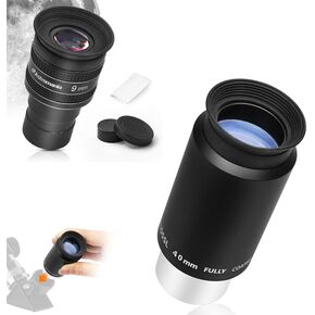 Astromania Telescope Eyepiece 9mm, Wide Angle 58 Degree - Bundle with - 1.25" 40mm Plossl Telescope Eyepiece