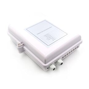 Outdoor Optical Distribution Box 16 Fiber Optic Wall Mount Termination Box - Splice Tray Included - 18 Ports (x2) at 12mm (x16) at 3mm, Waterproof, Plastic, Wall-Mounted (Screw-In)