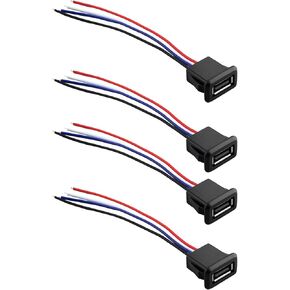 Emagtech 4PCS Micro USB Socket 4 سلك لحام جاك USB مقبس USB مقبس مع سلك عاري من 4 أسرّ