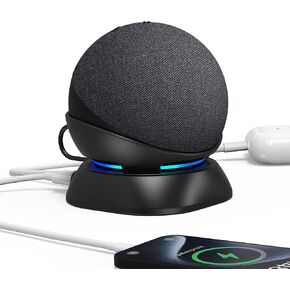 HomeMount Versatile Charging Stand - Convenient Charging Solution for Your Mobiles Earbuds and Echo Dot (4th/5th Gen, 2020/2022 Release) (Black)