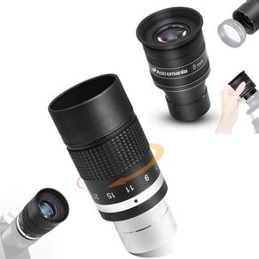 Astromania Telescope Eyepiece 8mm, Wide Angle 58 Degree - Bundle with - Zoom Eyepiece for Telescope 7-21mm