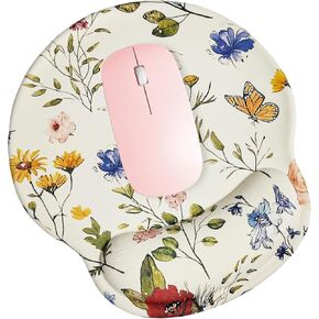 for Ergonomic Pink Bows Pattern Mouse Pad with Gel Wrist Support - Premium Lycra Fabric, Non-Slip, Ideal for Laptop & Desktop, Office & Gaming，Desk Accessories