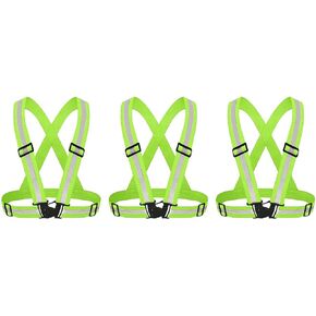 Reflective Vest Running Gear,3 pcs Reflective Running Vest Gear,Straps Night Walking Vest,Reflective Straps Safety Vest Adjustable for Night Cycling,Hiking,Jogging,Dog Walking