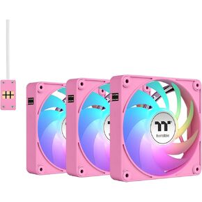 Thermaltake CT120 EX Reverse ARGB Sync PC Cooling Fan 3 Pack, 500~2000 RPM, 5V Mobo Sync, 16.8 Million Colors 9 LEDs, MagForce 2.0 Connectors, Hydraulic Bearing, Bubble Pink, CLF225-PL12PK-A