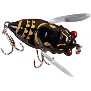 Black Cicada Fishing Catcher - Freshwater Attractant Lures, Bass Fish Baits | Fishing Lures Supplies Strong Hook Reusable Swim Baits for Lake Pond, Fish Tackle Realistic Cicada Shaped Lures