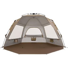 Naturehike Beach Tent Sun Shelter for 3-4 Person, Automatic Easy Set up Pop up Instant Tent, UPF50+ UV Protection Portable Canopy Privacy Tent (Light Brown)