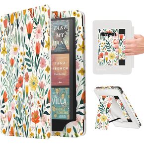 Famavala Case for 7"/6.8" E-Reader Kindle Paperwhite (2024/2021 Release, 12th/11th Generation) and Signature Edition,Compatible with Samsung/Belkin Wireless Charging Pads (Garden Floral)