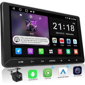 A5L 10inch 2G+32G Android Double Din Car Stereo with Backup Camera, Wireless CarPlay & Android Auto in-Dash Navigation, WiFi/Bluetooth/USB Tethering, DSP/FM/AM, MirrorLink, AI Dialogue