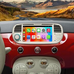 Upgrade Car Stereo for Fiat 500 2007-2015 with Wireless Carplay & Android Auto, 7" Touch Screen Fiat Stereo with Voice Control/Bluetooth 5.2/GPS/WiFi/DSP/FM/Backup Camera/SWC