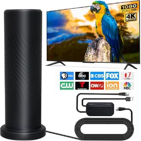 2025 Ultra HD TV Antenna, Long Range Indoor Digital Antenna with Signal Booster for Local Channels, Supports 4K 1080p for Smart ATSC 3.0 TV and Older TVs - 16.5ft Coax Cable