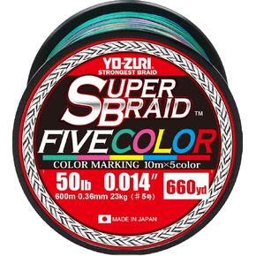 Yo-Zuri Superbraid 660 yd Floating Braid, 5-Color, 50 lb