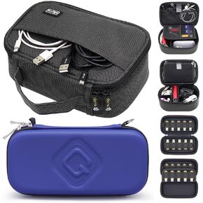 sisma Travel Cords Organizer Universal Small Electronic Accessories Carrying Bag Special Edition + QUENZROC USB Flash Drive Case Blue