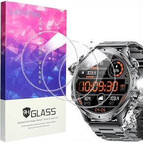 Compatible for HIRREO Military Smart Watch Screen Protector, [3 Pack] 9H Tempered Glass Screen Protector Film Compatible for HIRREO FV15 1.85'' Smartwatch (3 Pack)
