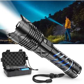 999000 High Lumens Rechargeable Flashlight with Type-C Fast Charging & 16-Hour Runtime, 5 Modes, Telescopic Zoom, Waterproof, Compact Handheld Flashlight for Camping, Hiking, Hurricane Prep