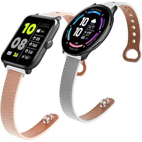 LYSANDRA 2 Pack Compatible for 3Plus Callie Smart Watch Bands, Slim fashion Leather Strap Replacement Compatible for 3Plus Mega/Vibe Plus/Vibe+/Vibe Lite/Vibe Pro/Vibe Lite BT/Cruz Smartwatch