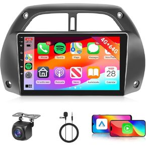 [4G+64G] Android Car Stereo for Toyota RAV4 2001-2006 Radio with Wireless Carplay Android Auto Radio, Hodozzy 9 inch Touch Screen with GPS, Mirror Link, Bluetooth, WiFi, DSP, FM/RDS Radio