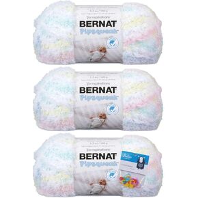 Bernat Yarn Pipsqueak Yarn, 3.5 Oz, 3-Pack Bundle with Bella's Crafts Stitch Markers (Seaspray)