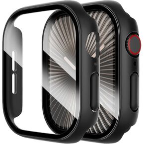 SPGUARD 2 Pack Full Protective PC Hard Case Compatible with Apple Watch Series 10(2024) 46mm,with Scratch Resistant Tempered Glass Screen Protector,HD Film Face Cover for iWatch S10 Accessories