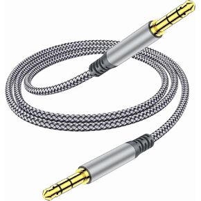 USB C to Aux Audio Dongle Cable Cord, Type C to 3.5mm Female Headphone Jack Adapter and 3.5mm Nylon Braided Aux Cable (6.5ft/2m) - Male to Male Audio Auxiliary Cord for Headphones