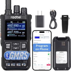 Radtel RT-900 GMRS Radio 8W Long Range Handheld Walkie Talkie - 256 Channels, Air Band,NOAA Weather Receiver & Scanner, Aviation, Two-Way Radio Phone App Programmed via Bluetooth