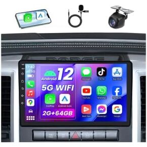 64G Car Stereo Radio for Dodge Ram 1500 2500 3500 2009-2012: 10 Inch Touch Screen Radio Upgrade for Dodge Ram 1500 with Wireless CarPlay/Android Auto Bluetooth Back-up Camera GPS Navi FM