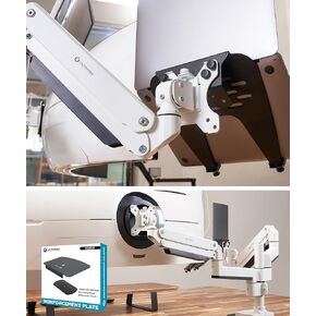 Laptop and Monitor Stand Heavy Duty Monitor Arm with Reinforcement Plate for Ultawide Monitors up to 57" and 44 lbs, Laptop up to 17", Modular Extension Arms