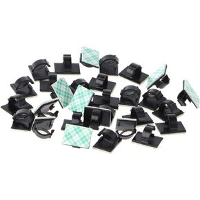 30pcs مقاطع كابل لاصقة ذاتية ، مشابك سلك الأسلاك البلاستيكية للأسلاك الكهربائية (أسود)