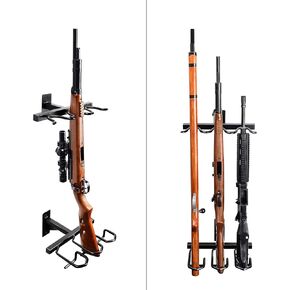 Gun Rack, Gun Rack Wall Mount for Rifles and Shotguns, Rifle Rack - Heavy Duty Steel, 3-Slot