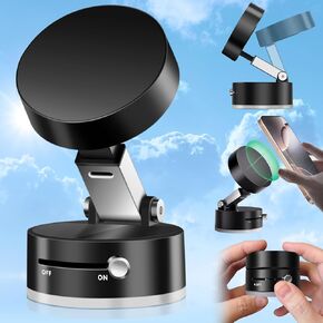 Magnetic Suction Cup Phone Holder,Doubled Sided Universal Cellphone Holder Stand for Car/Home/Smooth Surface/Mirror/Glass Black Foldable and Retractable Vacuum Magnetic Suction Phone Mount Bracket