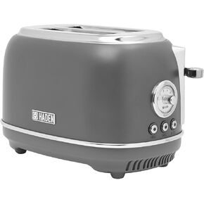 Haden Chelsea 2 Slice Wide Slot Toaster with Adjustable Browning Control, Grey & Chrome