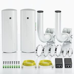 Wireless Bridge Point to Point Outdoor WiFi, Wireless Complete Expansion Kit with Both Poles, Long Range High Speed 5G | 2 Units Bridge Kit Complete Pre-Configured - (2Pack)