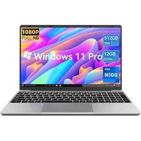 15.6 inch Laptop,Intel 12th Alder Lake N100 (3.4GHz),12GB RAM 512GB SSD, 2K IPS FHD Laptops, Dual WiFi, Webcam,Full Function Type-C,Extra Large Touchpad,Large Capacity Battery,2 Years Warranty