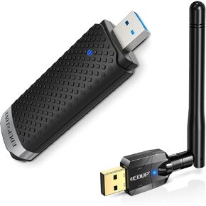 Edup Love Long Range USB Bluetooth 5.1 محول للكمبيوتر الشخصي و USB 3.0 محول WiFi AC1300MBPS للكمبيوتر الشخصي