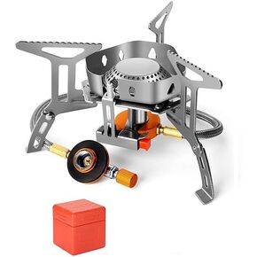 6800W TMKOOL Camping Backpacking Stove, Portable Burner Cooking Stove with Piezo Ignition, Foldable Windproof Camping Gas Stove for Outdoor Picnic, Hiking, RV Road Trip (6800W)
