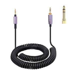 WH-1000XM4 استبدال سلك ملفوف كابل الصوت المتوافق مع Sony WH-1000XM5 WH-1000XM3 WH-H900N WH-XB910N WH-CH700N MDR-XB950BT ، سلك التمديد 3.5 ملم (1/8 ") مع سلك 6.35mm (1/4")