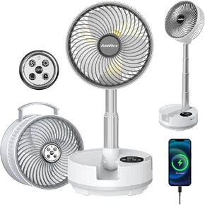 40000mAh Battery Operated Fan - Rechargeable Collapsible Fan, 106H Run, 9 Speeds Oscillating, Battery Powered with Timer & Light for Camping Travel RV Outdoor Hurricane Power Outage