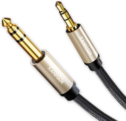 3.5mm to 1/4 Stereo Audio Cable 6.6 Feet /2M, 1/8" to 6.35mm 1/4" TRS Male Aux Cord Double Shielded with Braiding for Guitar, Amplifiers, PC, Home Theater, Speaker, etc. in Kuwait