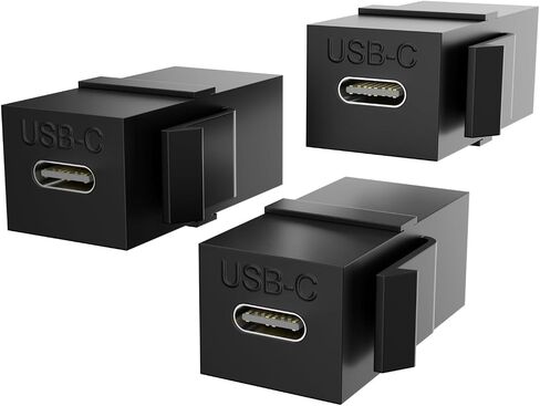 PANPEO USB C Keystone Jack Insert Adapters Female to Female Inserts Connector Interface Coupler Adapter Port for Wall Plate Outlet Panel (3 Pack - Black) in Kuwait