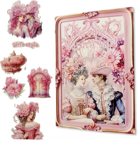 20 Sheets Baroque Garden Girl Series PET Scrapbook Stickers Set, Vintage Sticker Book for Scrapbooking, Pre-Cut Junk Journal Ephemera, DIY Crafts Waterproof Journaling Supplies (Pink Love Song) in Kuwait