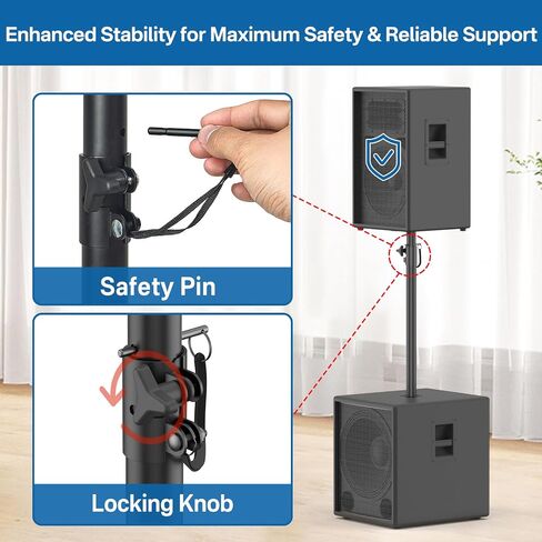 2 in 1 Speaker Pole for Subwoofer with Height Adjustable Subwoofer Pole Mount Fits M20 Speaker Pole Mounts and 35mm Mounts Speakers Extender with M20 to 35mm Adapter Load Capacity 121LBS, 1 Pack in Saudi Arabia