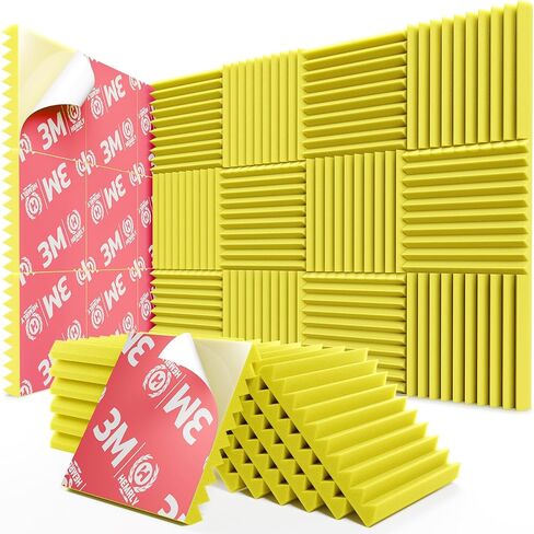 48 pack Acoustic Panels Self-Adhesive, 2" X 12" X 12" Quick-Recovery Sound Proof Foam Panels, Acoustic Foam Wedges High Density, Soundproof Wall Panels for Home Studio,Carbon Black-03 in Saudi Arabia